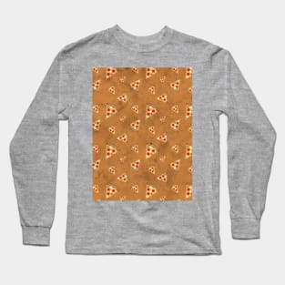 Cool pizza slices vintage orange brown pattern Long Sleeve T-Shirt